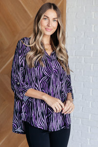 Lizzy Top in Violet and Black Multi Stroke-Blouses-Villari Chic, women's online fashion boutique in Severna, Maryland