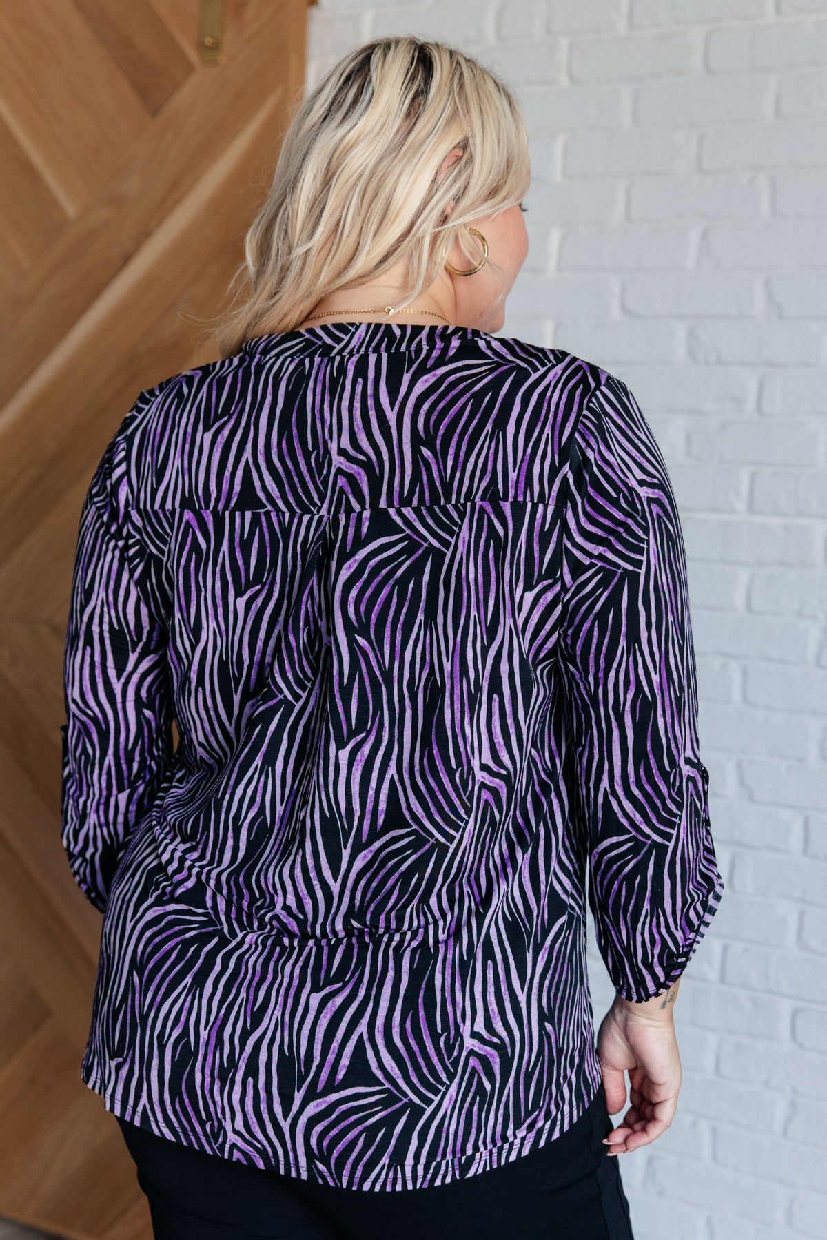 Lizzy Top in Violet and Black Multi Stroke-Blouses-Villari Chic, women's online fashion boutique in Severna, Maryland