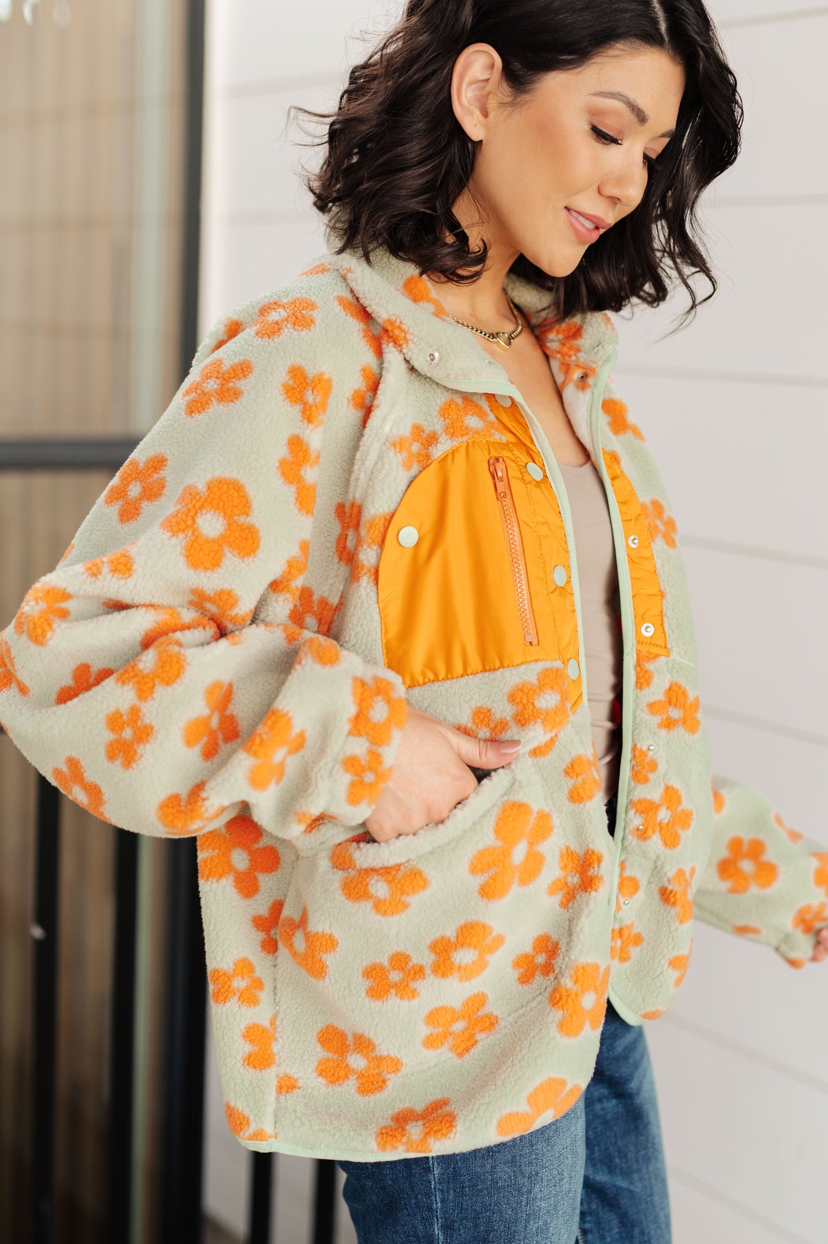 Love It Don't Leave It Floral Fleece Jacket-Layers-Villari Chic, women's online fashion boutique in Severna, Maryland