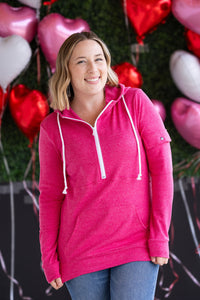 Pixie Pocket Halfzip Hoodie - Hot Pink-Hoodie-Villari Chic, women's online fashion boutique in Severna, Maryland