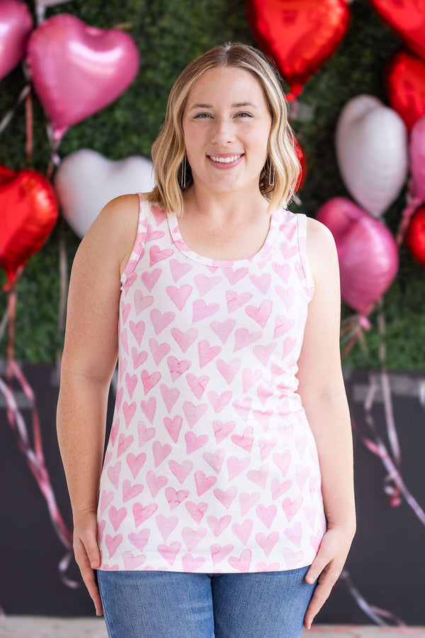 Ava Tank - Blushing Pink Hearts-tank-Villari Chic, women's online fashion boutique in Severna, Maryland