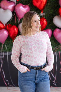 Blair Long Sleeve Top - Blushing Pink Hearts-Tops-Villari Chic, women's online fashion boutique in Severna, Maryland
