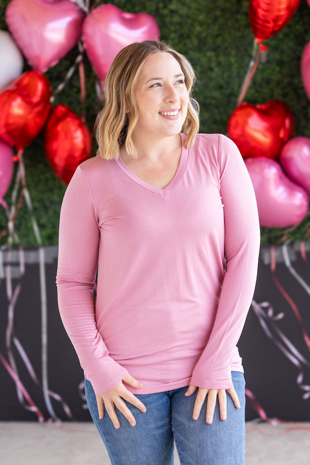 Larissa Long Sleeve Top - Rose-Tops-Villari Chic, women's online fashion boutique in Severna, Maryland