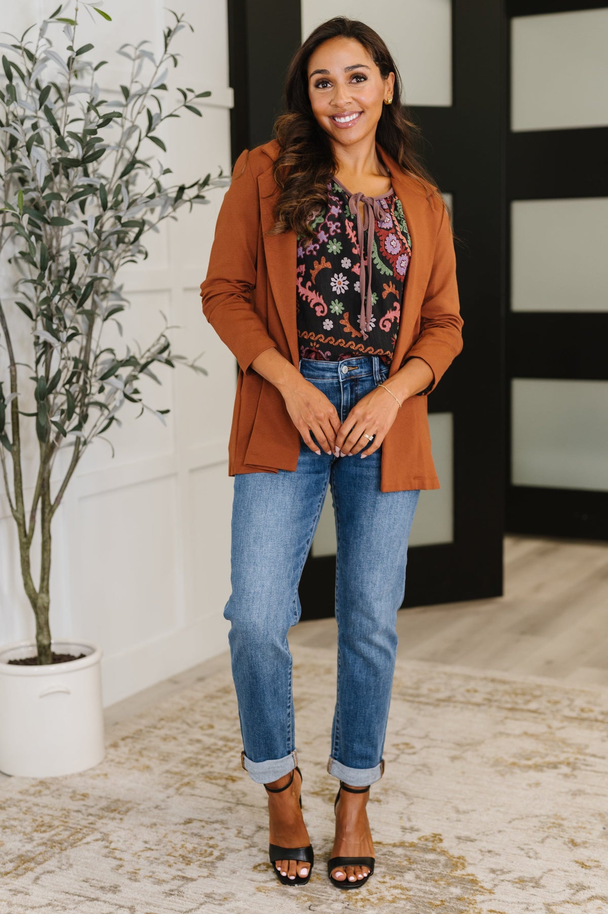 Magic 3/4 Blazer in Rust-Layers-Villari Chic, women's online fashion boutique in Severna, Maryland