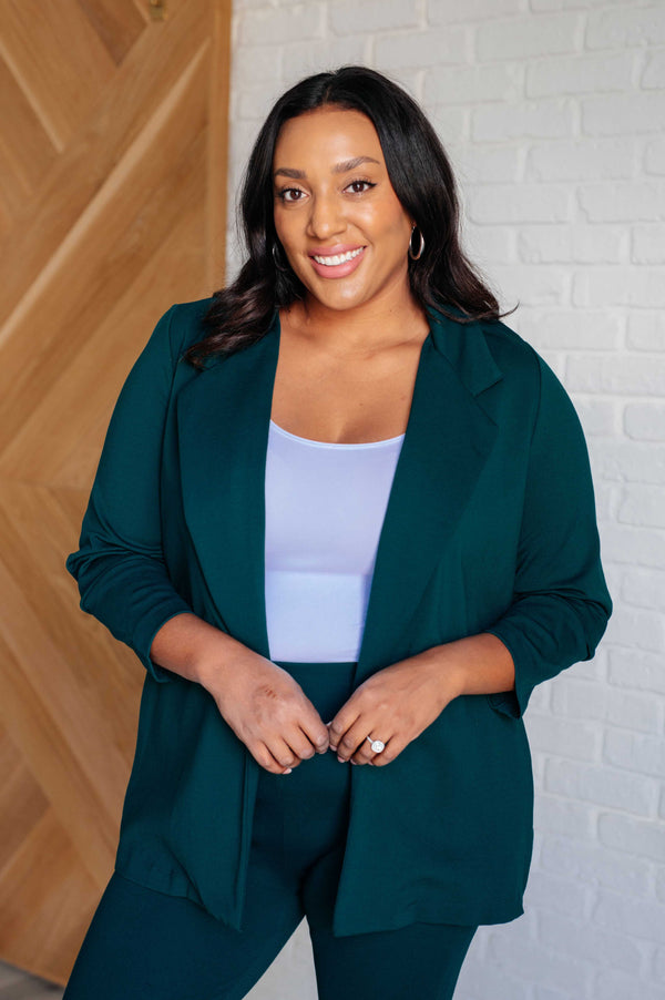 Magic 3/4 Blazer in Hunter Green-Layers-Villari Chic, women's online fashion boutique in Severna, Maryland