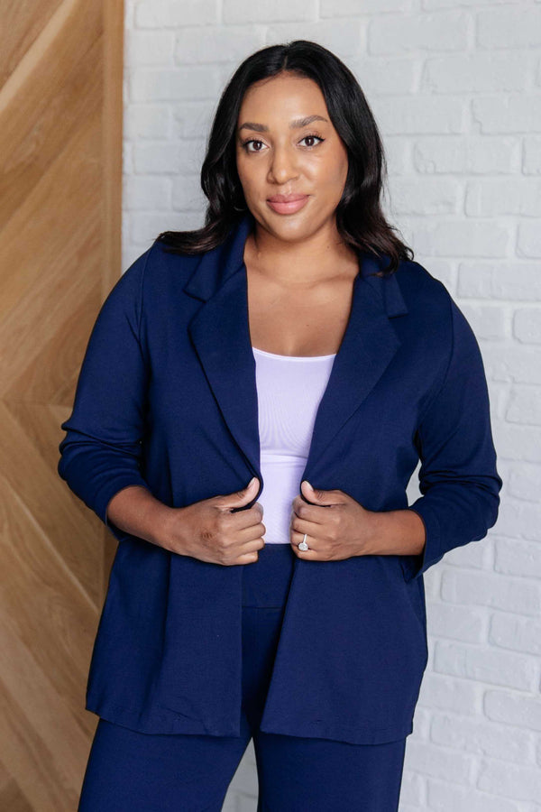 Magic 3/4 Blazer in Navy-Layers-Villari Chic, women's online fashion boutique in Severna, Maryland