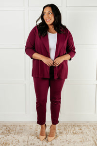 Magic 3/4 Blazer in Wine-Layers-Villari Chic, women's online fashion boutique in Severna, Maryland