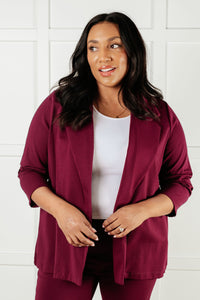 Magic 3/4 Blazer in Wine-Layers-Villari Chic, women's online fashion boutique in Severna, Maryland