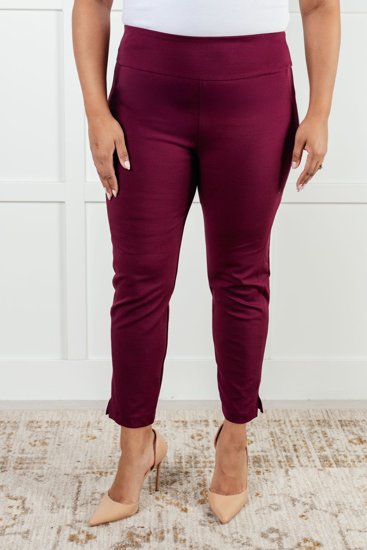 Magic Ankle Crop Skinny Pants in Wine-Bottoms-Villari Chic, women's online fashion boutique in Severna, Maryland