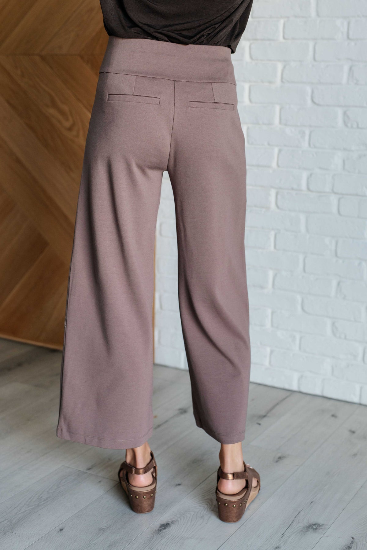 Magic Wide Leg Crop Pants in Dark Mocha-Bottoms-Villari Chic, women's online fashion boutique in Severna, Maryland