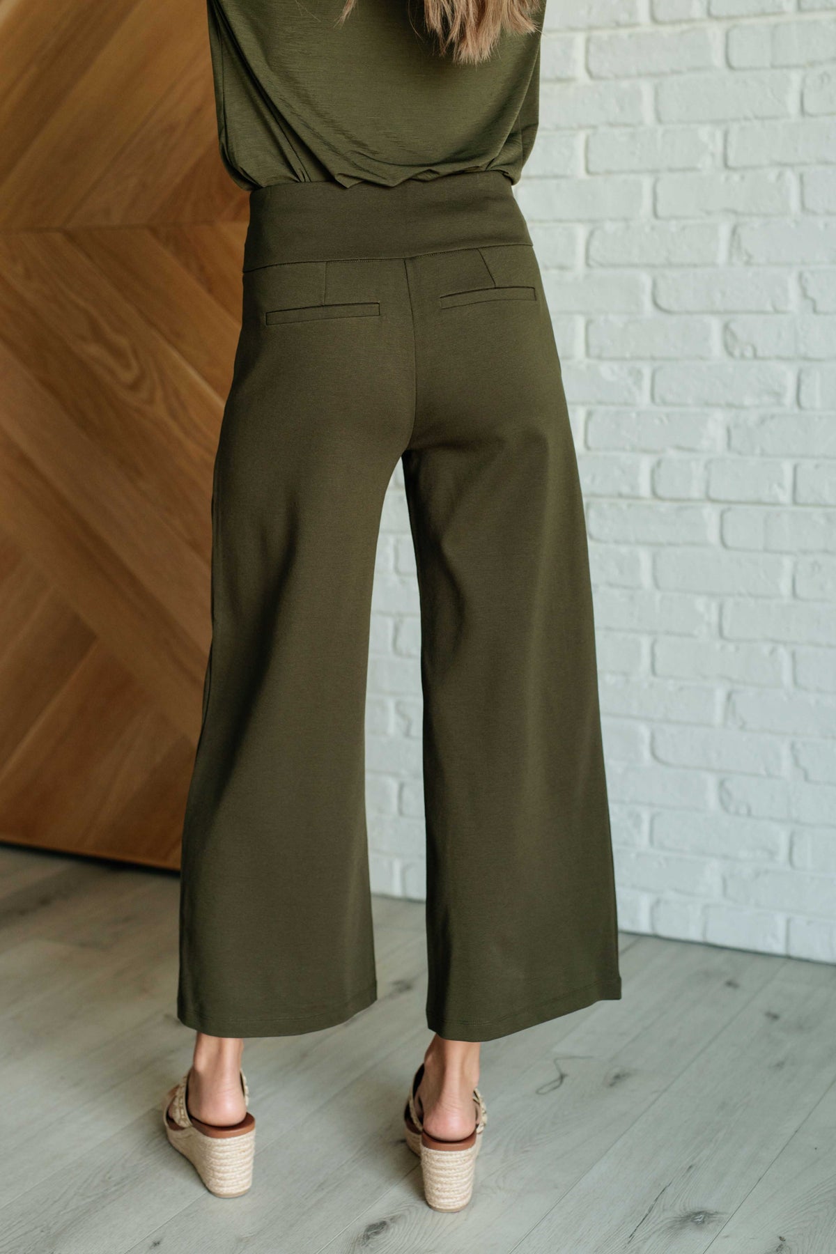 Magic Wide Leg Crop Pants in Olive-Bottoms-Villari Chic, women's online fashion boutique in Severna, Maryland