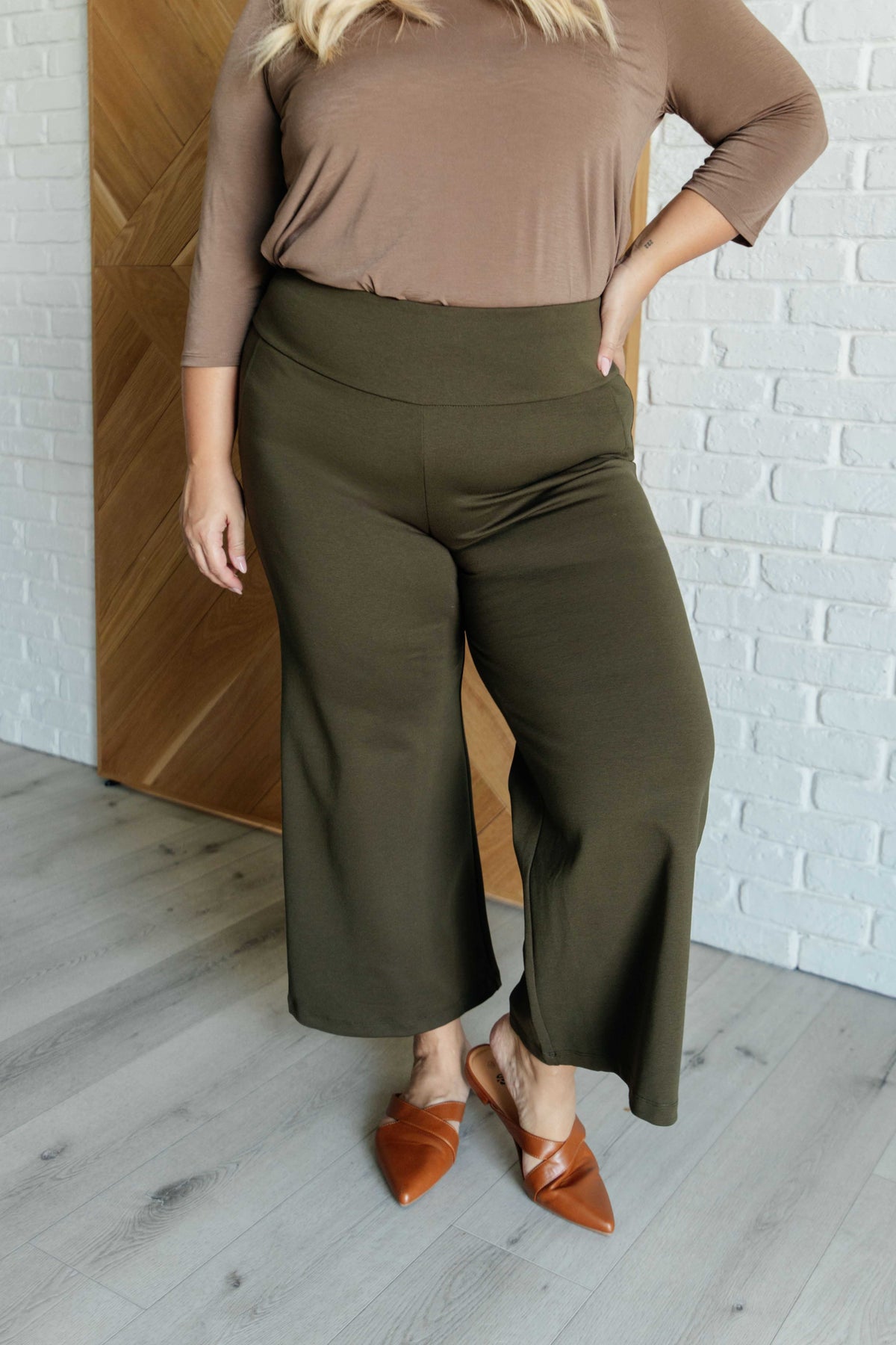 Magic Wide Leg Crop Pants in Olive-Bottoms-Villari Chic, women's online fashion boutique in Severna, Maryland