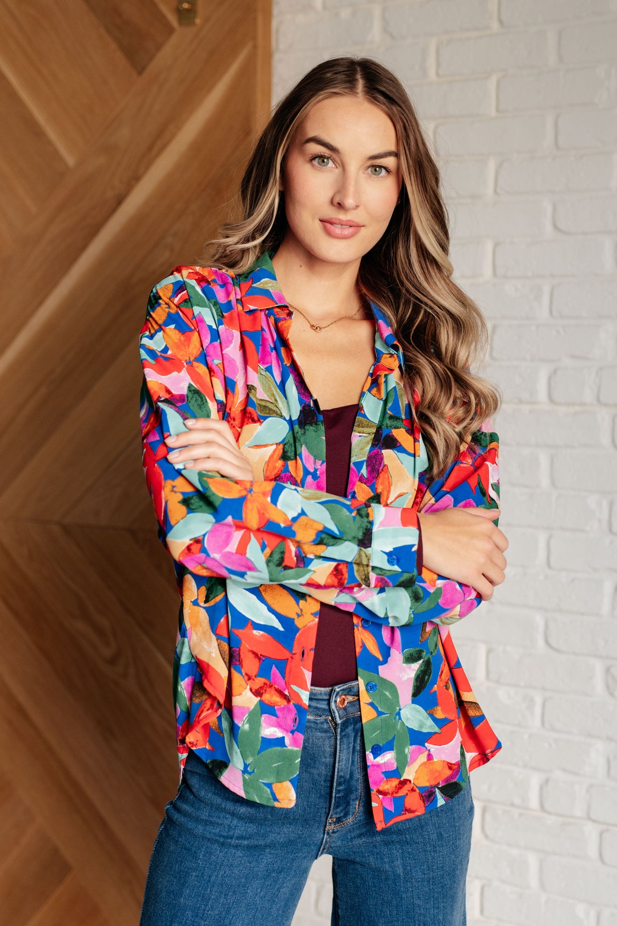 Make Like a Tree and Leaf Button Up Blouse-Tops-Villari Chic, women's online fashion boutique in Severna, Maryland