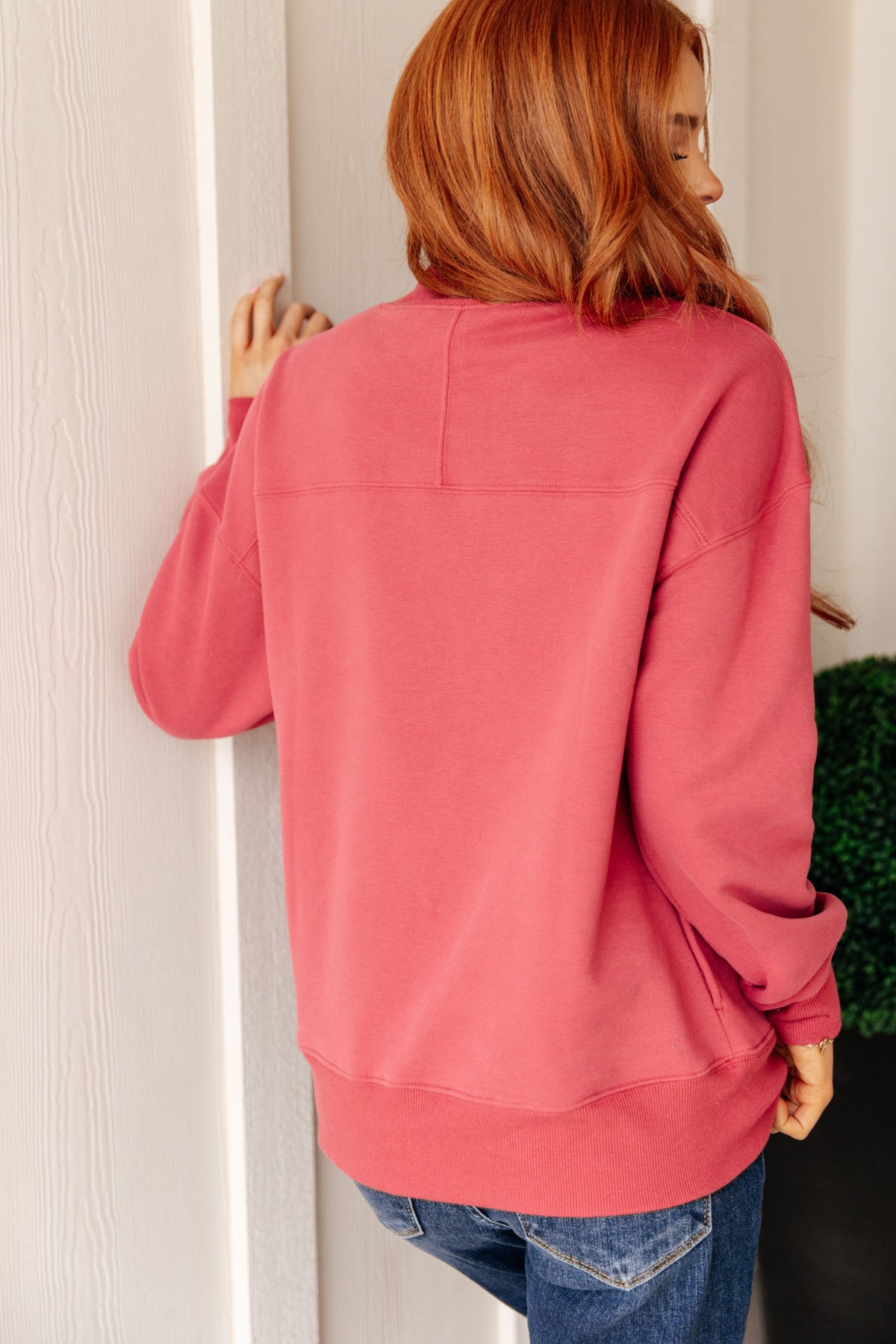 Make No Mistake Mock Neck Pullover in Cranberry-Womens-Villari Chic, women's online fashion boutique in Severna, Maryland