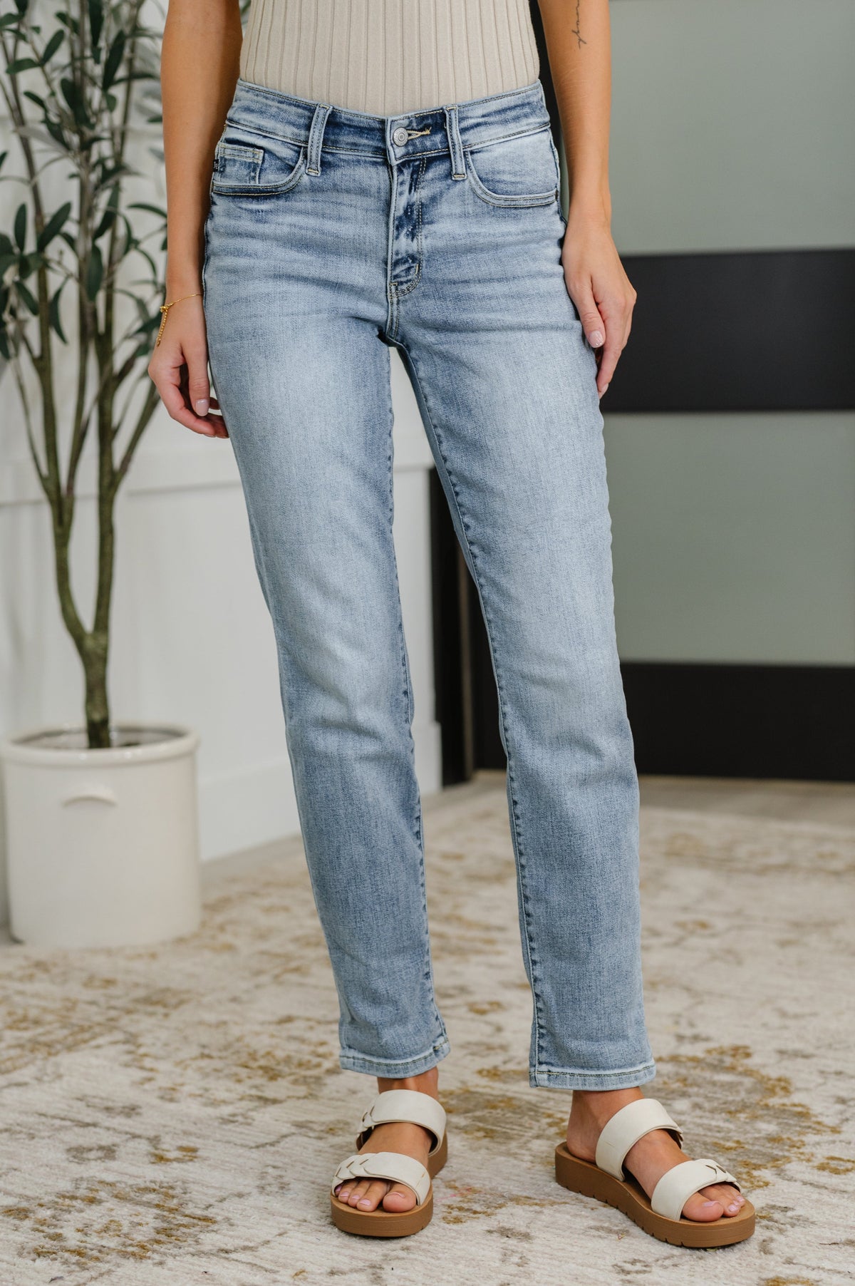 Judy Blue Mid Rise Bleach Wash Boyfriend Jeans-Womens-Villari Chic, women's online fashion boutique in Severna, Maryland