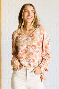 Marigold Dreams Floral Blouse-Tops-Villari Chic, women's online fashion boutique in Severna, Maryland