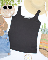 Rachel Ribbed Tank - Black-tank-Villari Chic, women's online fashion boutique in Severna, Maryland