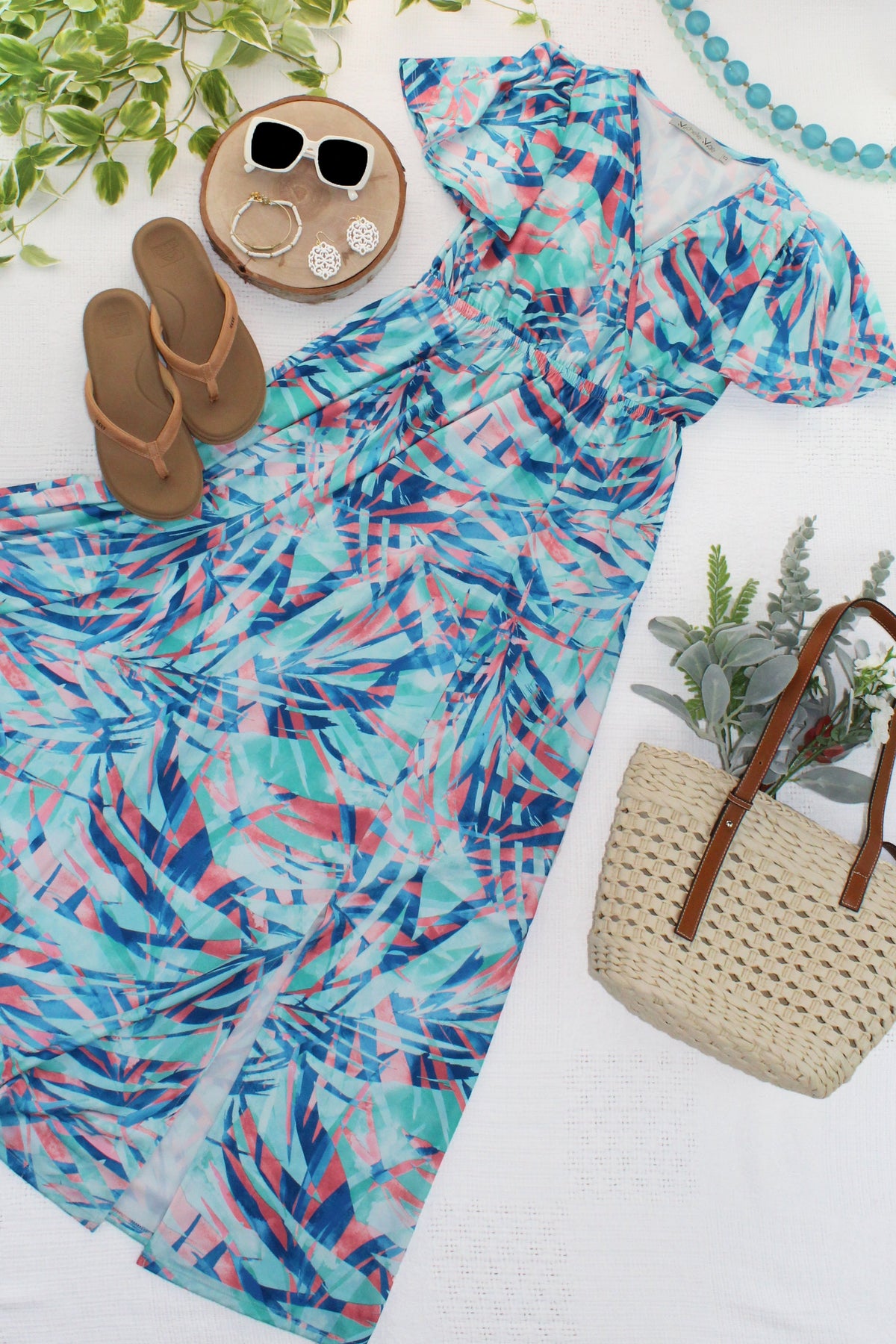 Millie Maxi Dress - Abstract Aqua Breeze-dress-Villari Chic, women's online fashion boutique in Severna, Maryland