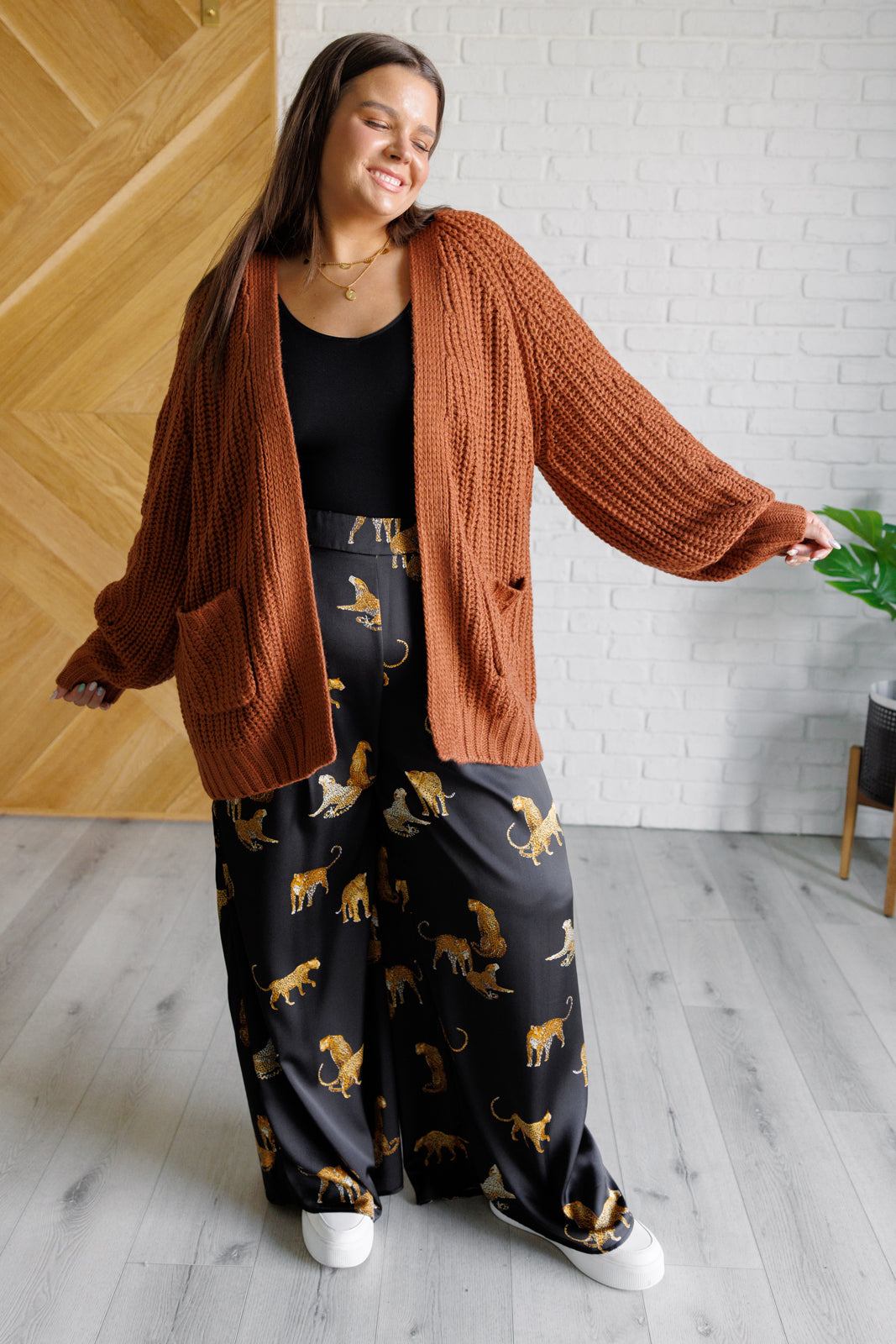 Maybe Monday Cardigan in Chestnut-Layers-Villari Chic, women's online fashion boutique in Severna, Maryland