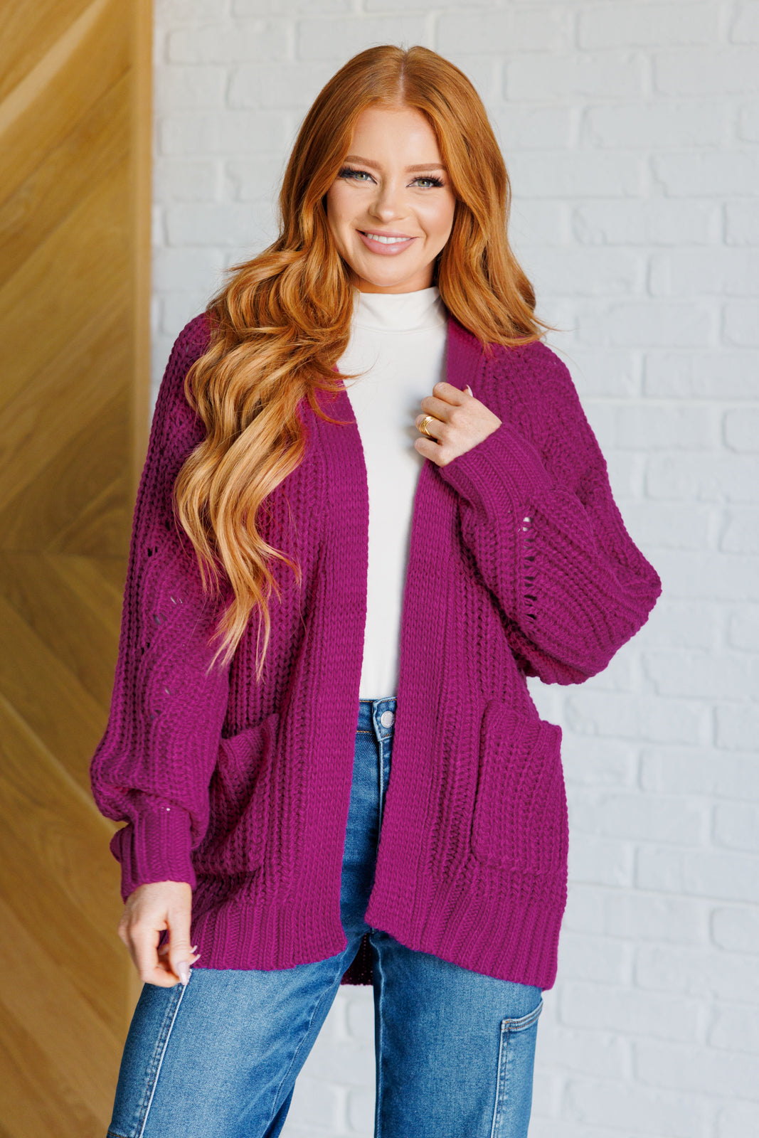 Maybe Monday Cardigan in Berry-Layers-Villari Chic, women's online fashion boutique in Severna, Maryland