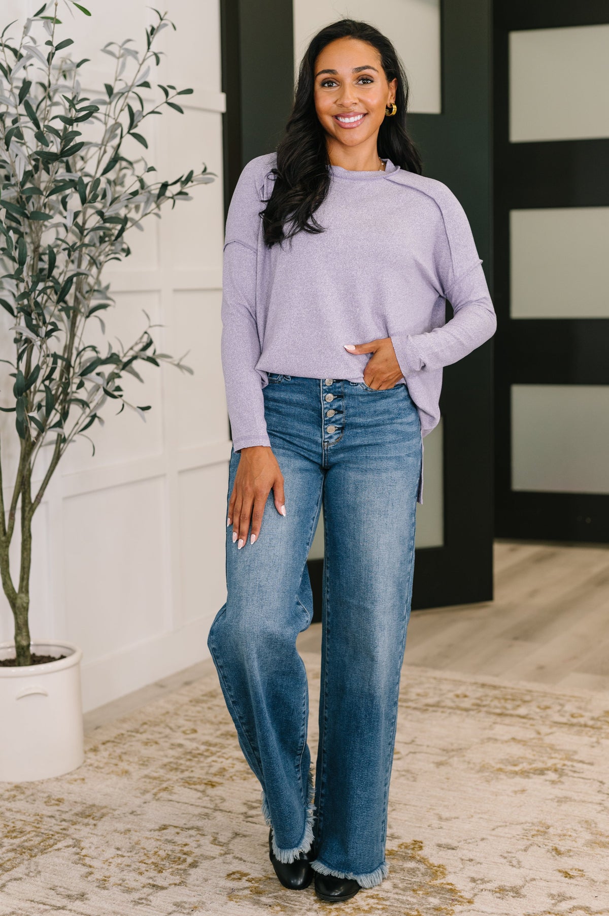 Mellow Mood Heathered Pullover in Lavender-Womens-Villari Chic, women's online fashion boutique in Severna, Maryland