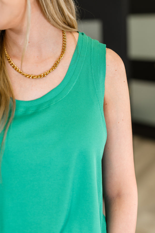 Mellow Muse Relaxed Knit Tank in Emerald-Womens-Villari Chic, women's online fashion boutique in Severna, Maryland
