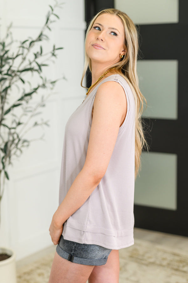Mellow Muse Relaxed Knit Tank in Pearl Grey-Womens-Villari Chic, women's online fashion boutique in Severna, Maryland