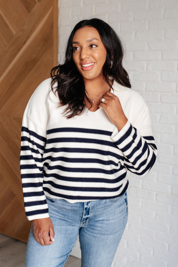 Memorable Moments Striped Sweater in White-Tops-Villari Chic, women's online fashion boutique in Severna, Maryland