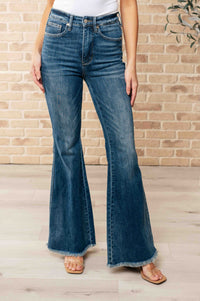 Judy Blue High-Rise Tummy Control Frayed Hem Flare Jeans-Womens-Villari Chic, women's online fashion boutique in Severna, Maryland