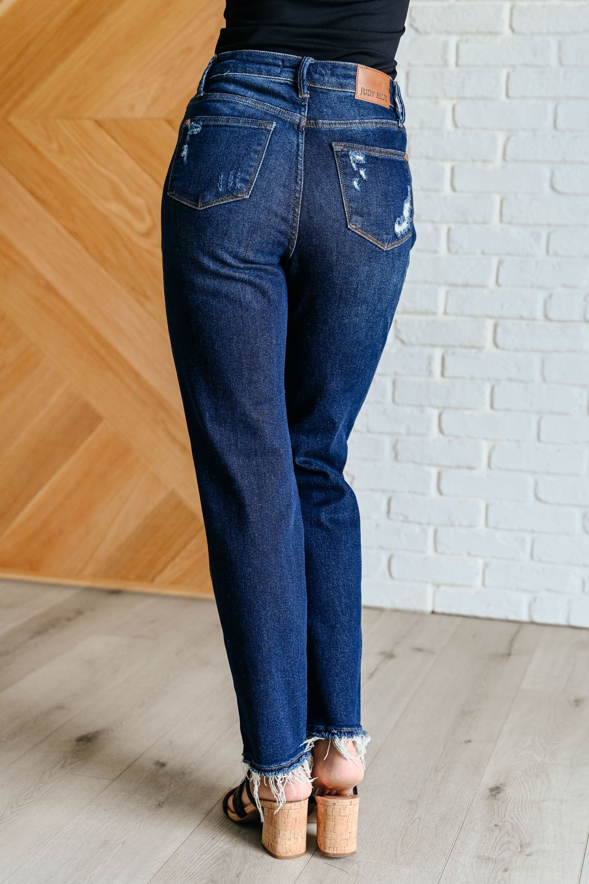 Judy Blue High Rise Rigid Magic Distressed Straight Jeans-Denim-Villari Chic, women's online fashion boutique in Severna, Maryland