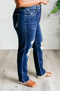 Judy Blue High Rise Rigid Magic Distressed Straight Jeans-Denim-Villari Chic, women's online fashion boutique in Severna, Maryland