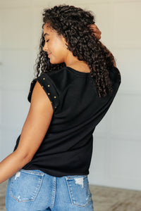 My Domain Studded Cap Sleeve Top-Tops-Villari Chic, women's online fashion boutique in Severna, Maryland