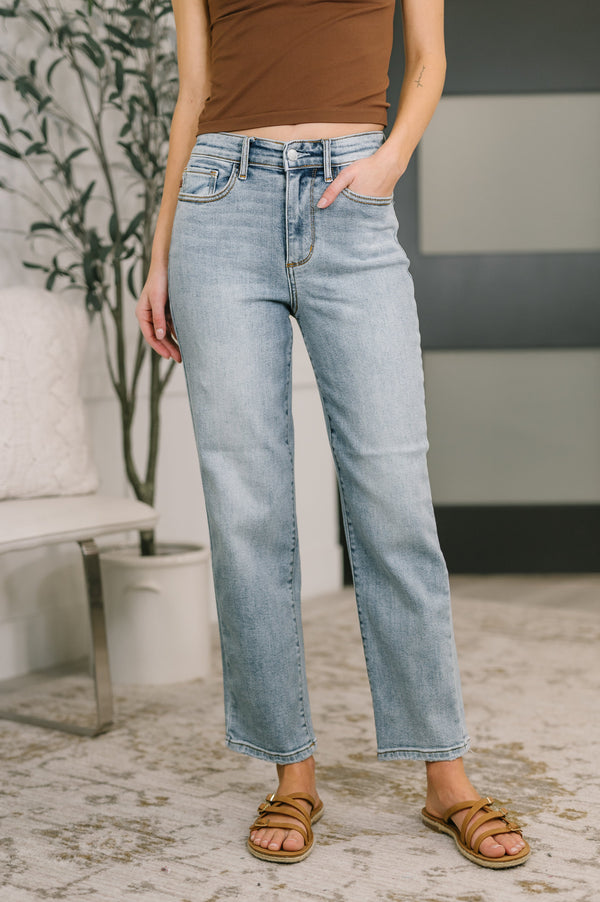 Judy Blue High Waist Ankle Straight Jeans-Womens-Villari Chic, women's online fashion boutique in Severna, Maryland