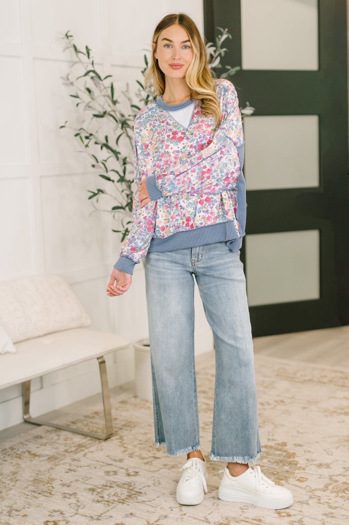 New Opportunities Drop Shoulder Floral Pullover-Womens-Villari Chic, women's online fashion boutique in Severna, Maryland