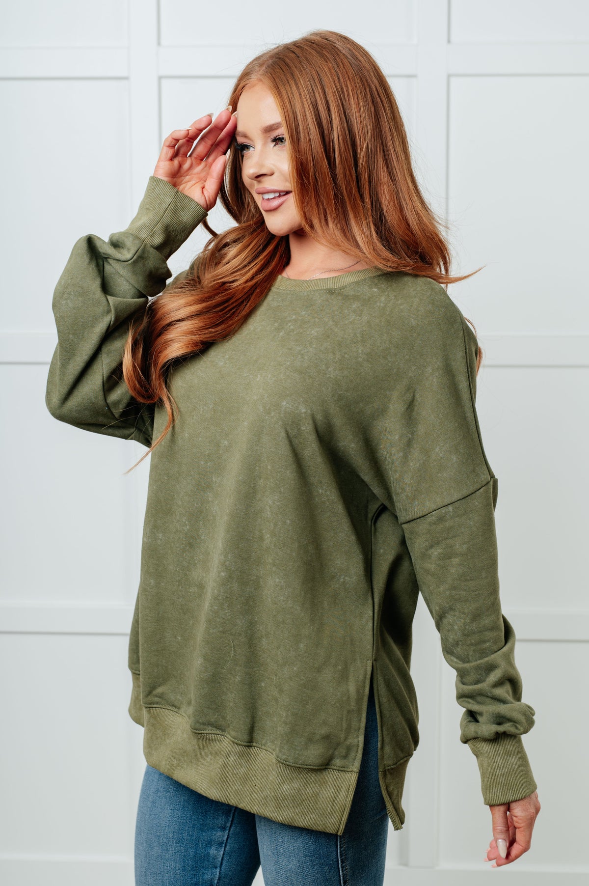No Plain Jane Oversized Sweatshirt in Green-Tops-Villari Chic, women's online fashion boutique in Severna, Maryland