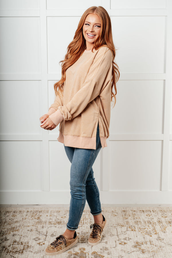No Plain Jane Oversized Sweatshirt in Khaki-Tops-Villari Chic, women's online fashion boutique in Severna, Maryland