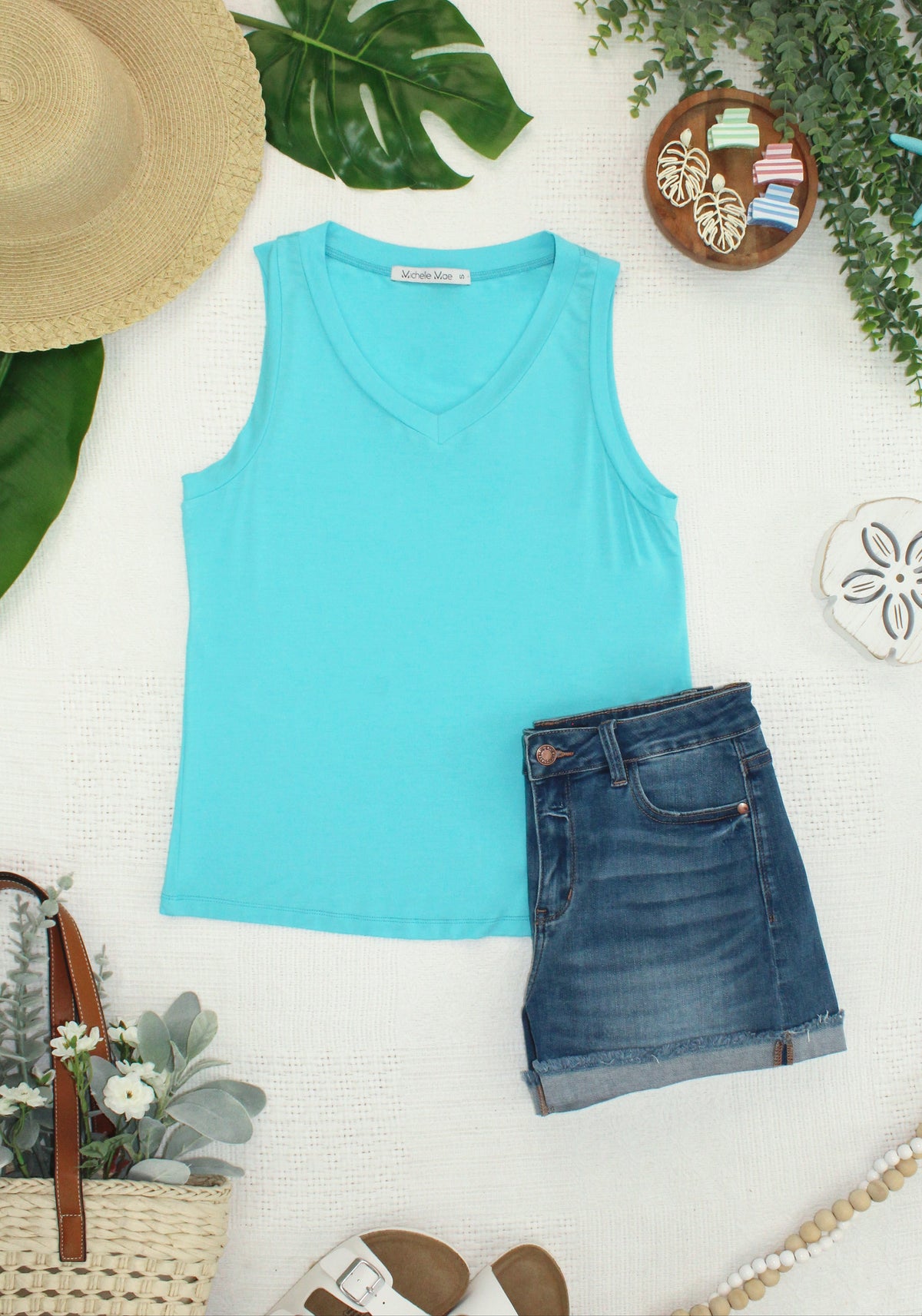 Noelle Tank - Aqua-tank-Villari Chic, women's online fashion boutique in Severna, Maryland