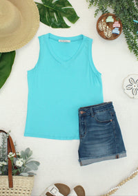 Noelle Tank - Aqua-tank-Villari Chic, women's online fashion boutique in Severna, Maryland