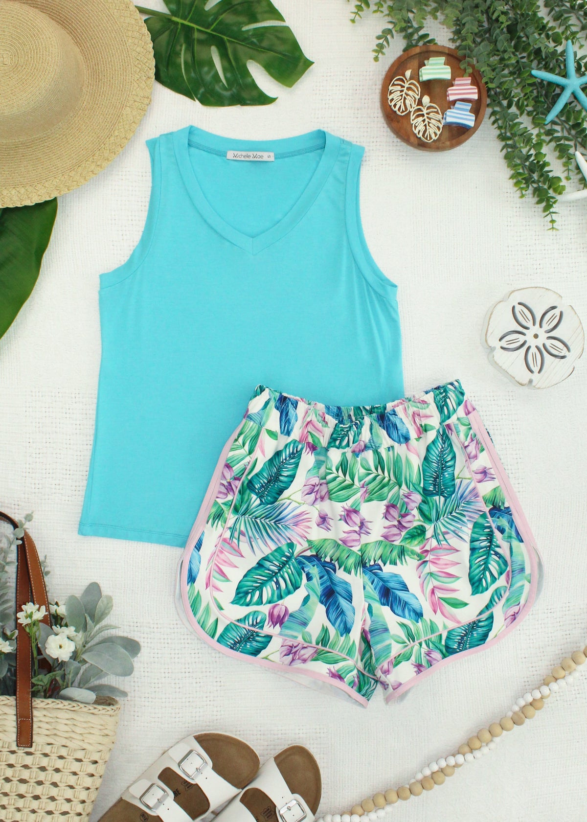 Noelle Tank - Aqua-tank-Villari Chic, women's online fashion boutique in Severna, Maryland
