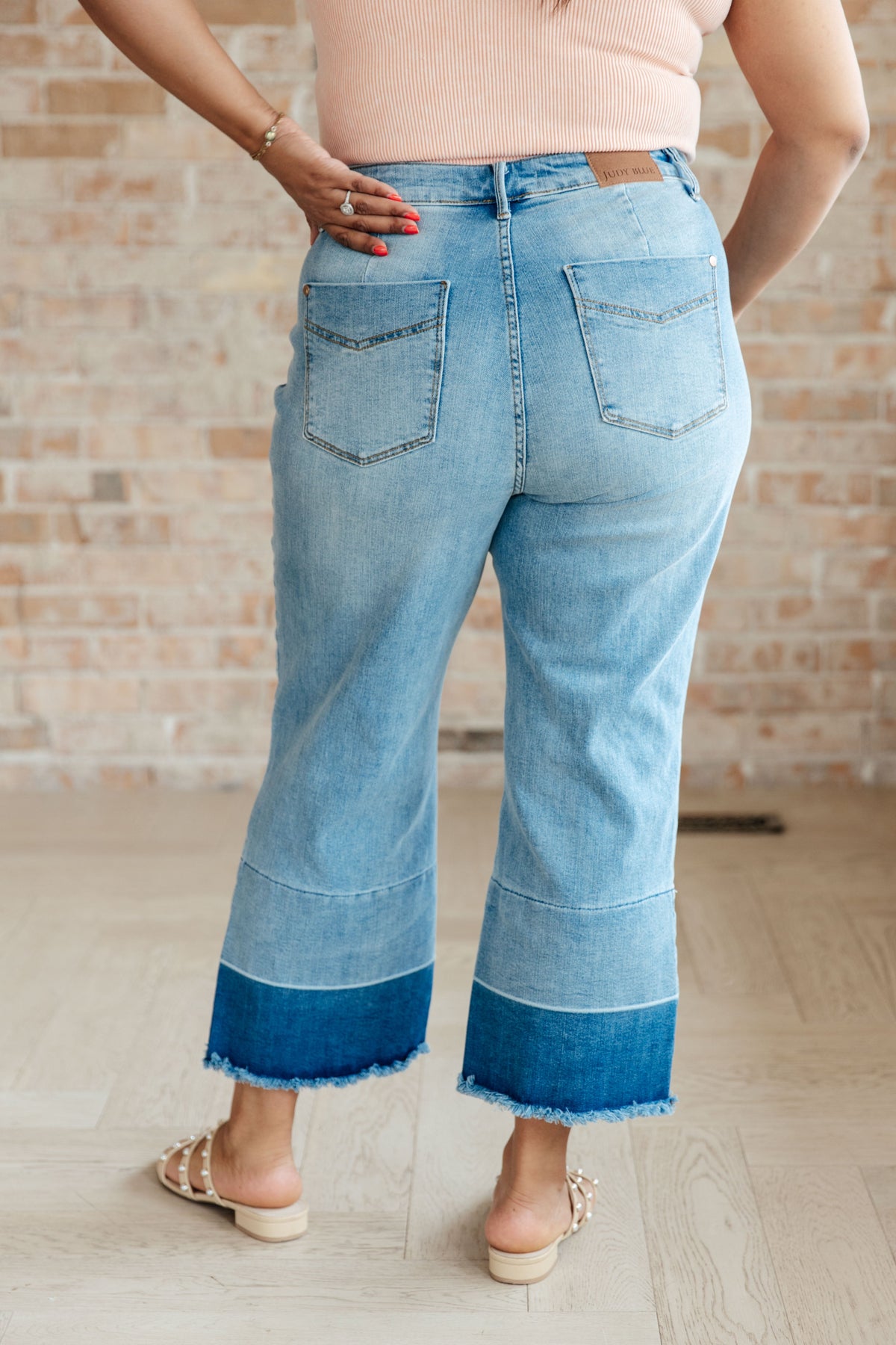 Judy Blue High-Rise Wide Leg Crop Jeans with Released Hem in Medium Wash-Bottoms-Villari Chic, women's online fashion boutique in Severna, Maryland