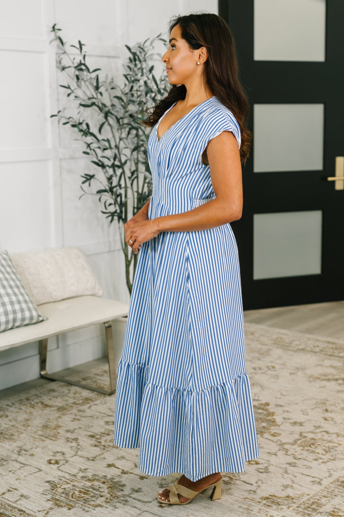 Only Chance Pleated Smock Waist Maxi Dress in Blue-Womens-Villari Chic, women's online fashion boutique in Severna, Maryland