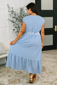 Only Chance Pleated Smock Waist Maxi Dress in Blue-Womens-Villari Chic, women's online fashion boutique in Severna, Maryland