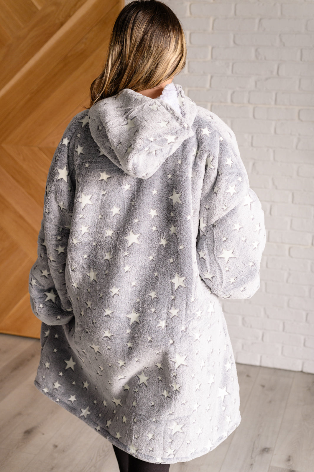 Oversized Blanket Hoodie in Grey Stars-Layers-Villari Chic, women's online fashion boutique in Severna, Maryland