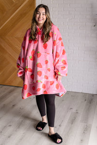 Oversized Blanket Hoodie in Strawberry-Layers-Villari Chic, women's online fashion boutique in Severna, Maryland