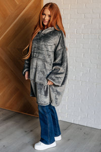 Oversized Velour Blanket Hoodie in Gray-Layers-Villari Chic, women's online fashion boutique in Severna, Maryland