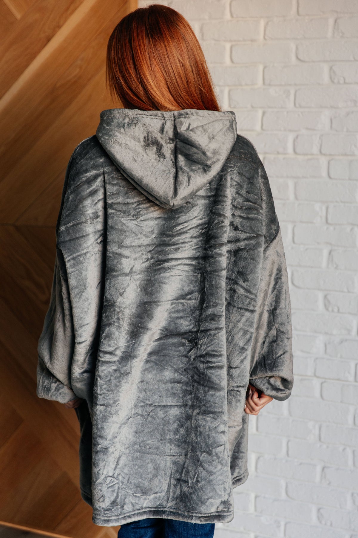 Oversized Velour Blanket Hoodie in Gray-Layers-Villari Chic, women's online fashion boutique in Severna, Maryland