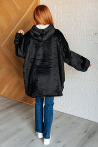 Oversized Velour Blanket Hoodie in Black-Layers-Villari Chic, women's online fashion boutique in Severna, Maryland