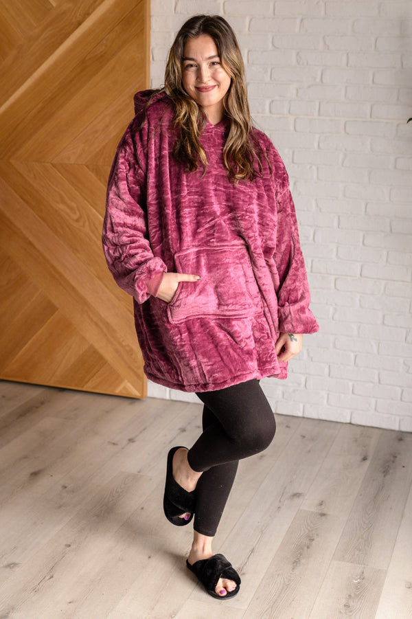 Oversized Velour Blanket Hoodie in Purple-Layers-Villari Chic, women's online fashion boutique in Severna, Maryland