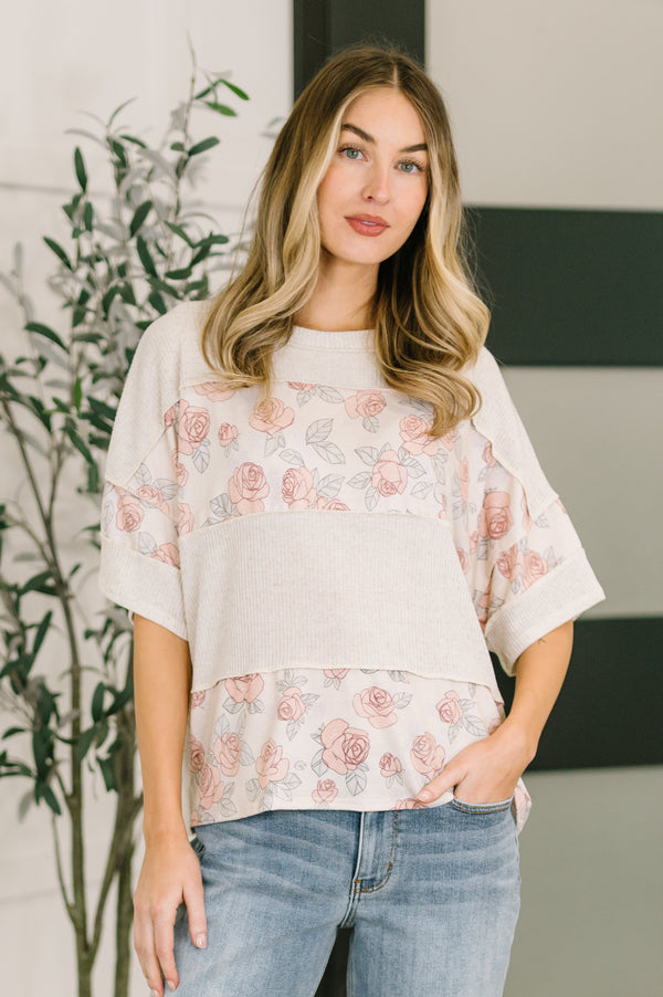 Painting the Roses Color Block Relaxed Top-Womens-Villari Chic, women's online fashion boutique in Severna, Maryland