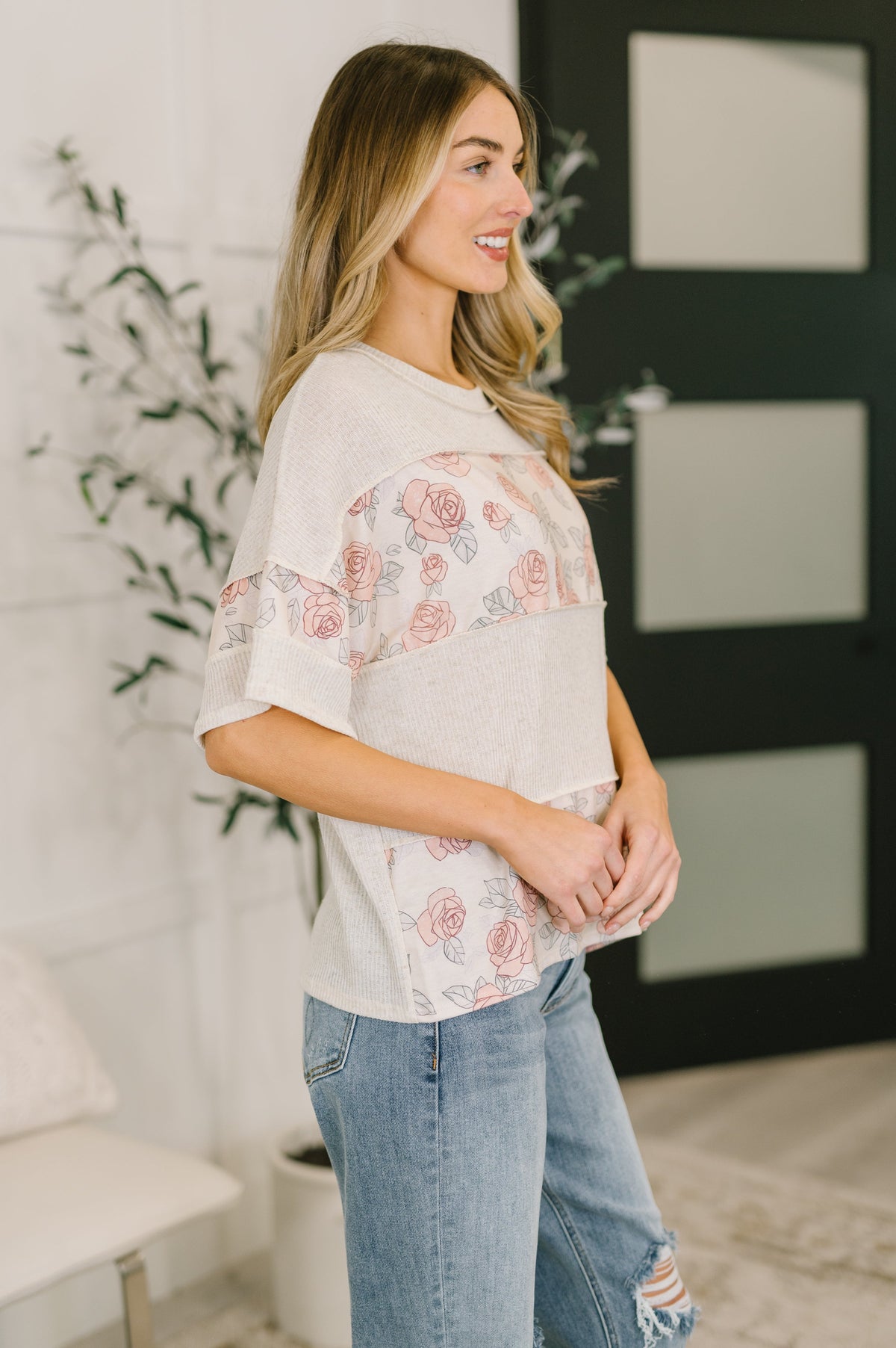 Painting the Roses Color Block Relaxed Top-Womens-Villari Chic, women's online fashion boutique in Severna, Maryland
